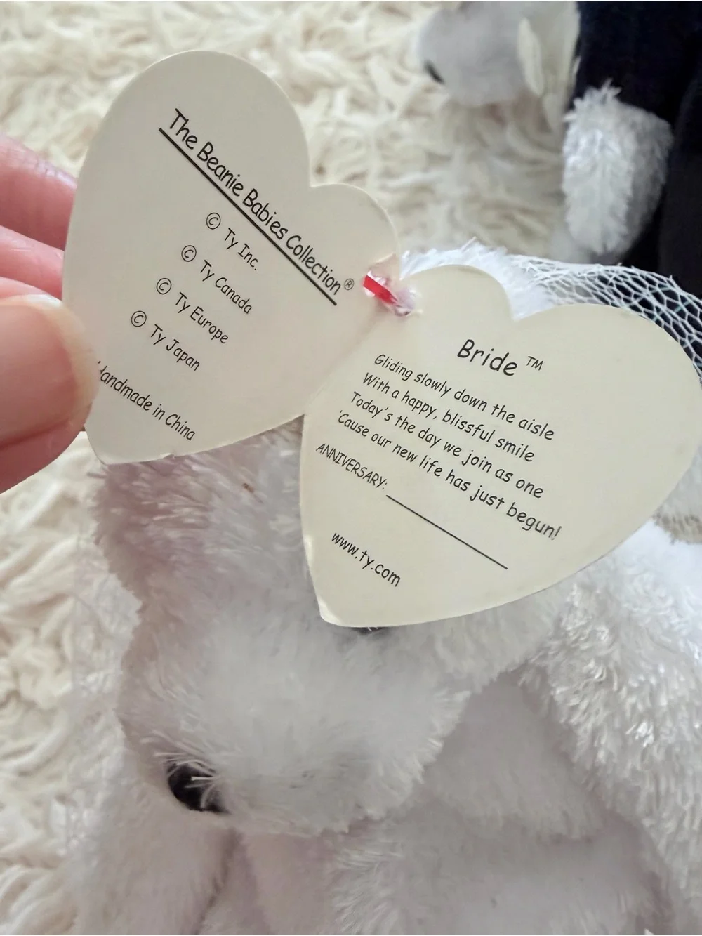 💍 Ty Plush Retired Bride and Groom Bears in White and Black (2002) - NWT